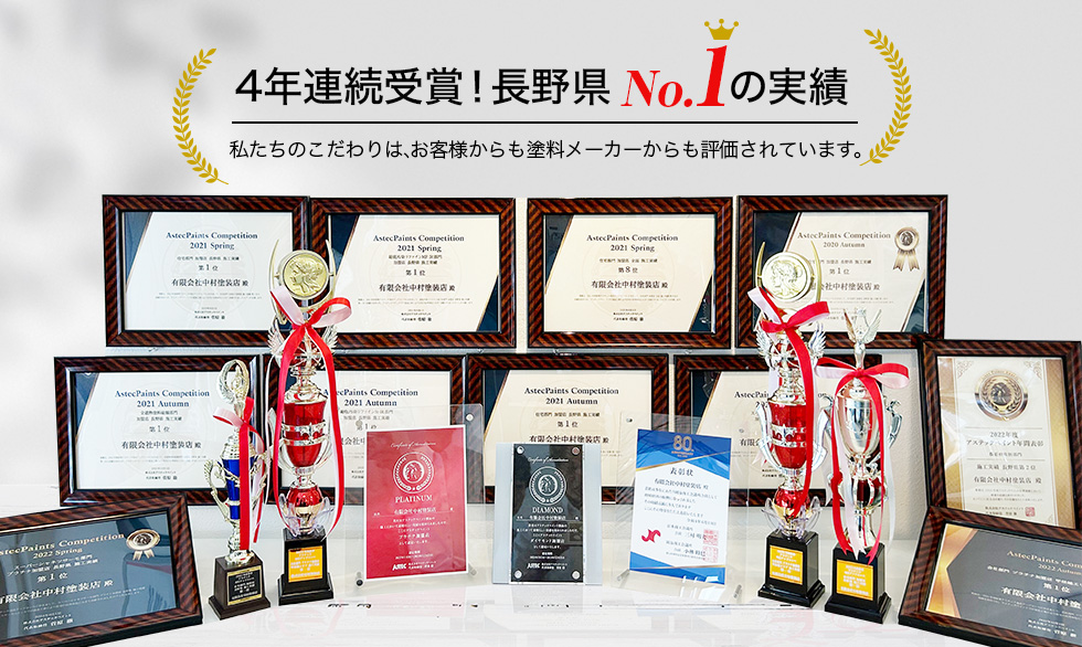 4年連続受賞!長野県のNo.1実績 | バナー